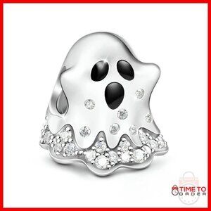 Sterling Silver Ghost Charm Bead for Bracelet Necklace Jewelry Gift